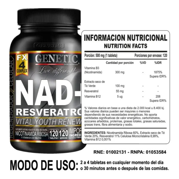 Nad+ Resveratrol de Genetic Sport
