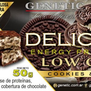 Barra Proteica Low Carb Genetic - Sabor Cookies & Cream